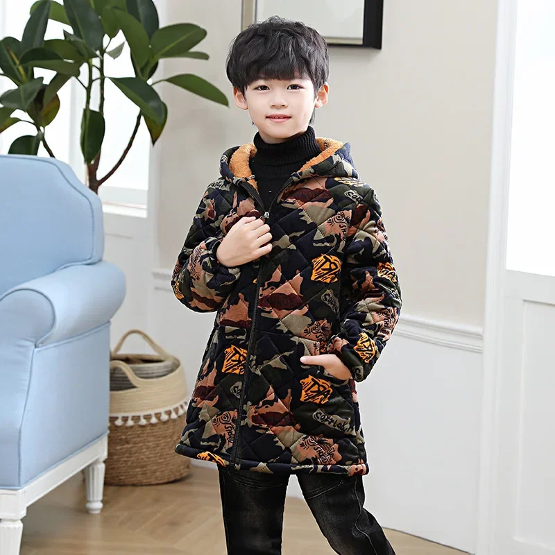 Thickened Art Painting Inverted Clothes for Children Kindergarten Boys Winter Protective Outerwear Primary School Students