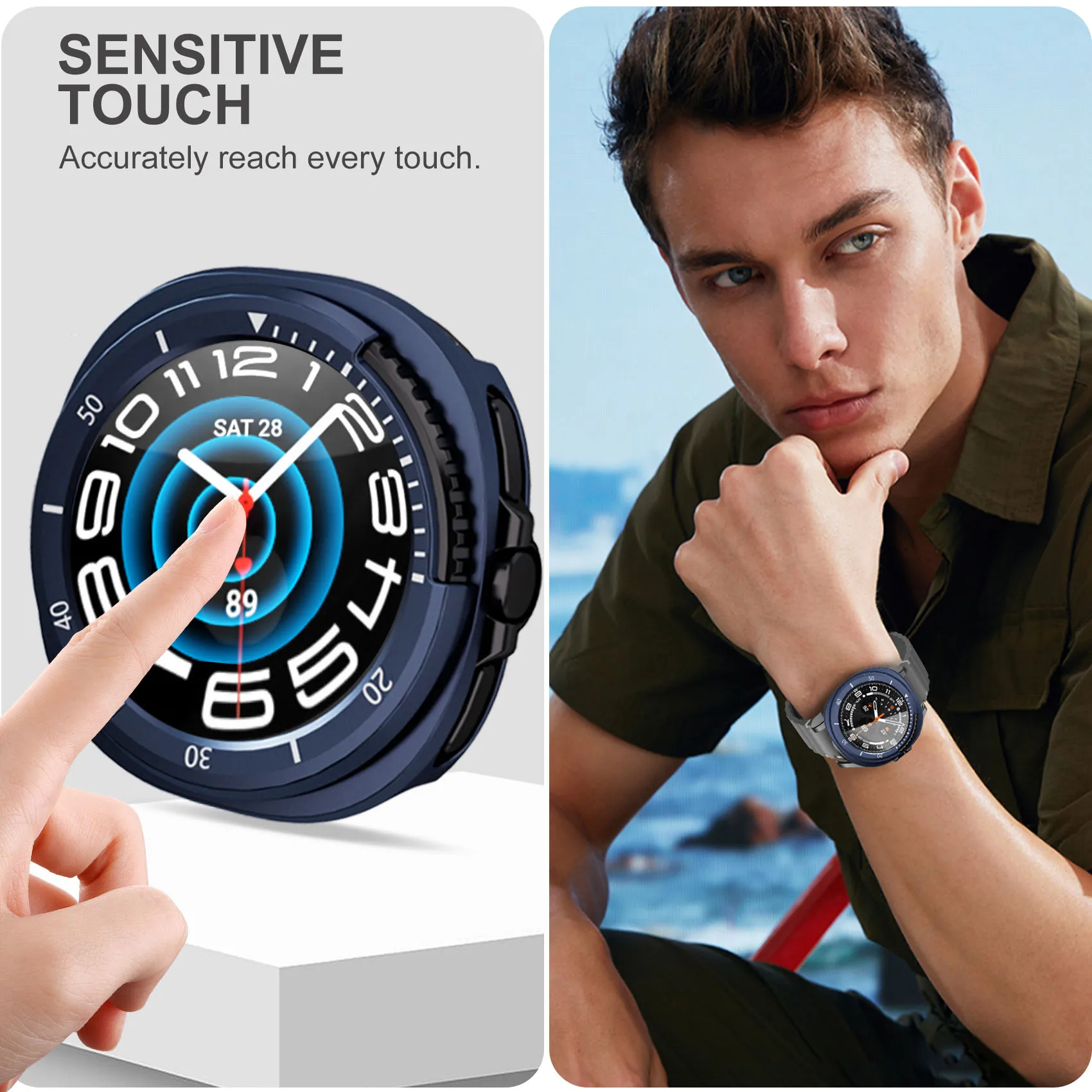 Classic 46mm Watch Case with Peep-Proof Film & Scratch-Resistant Protection