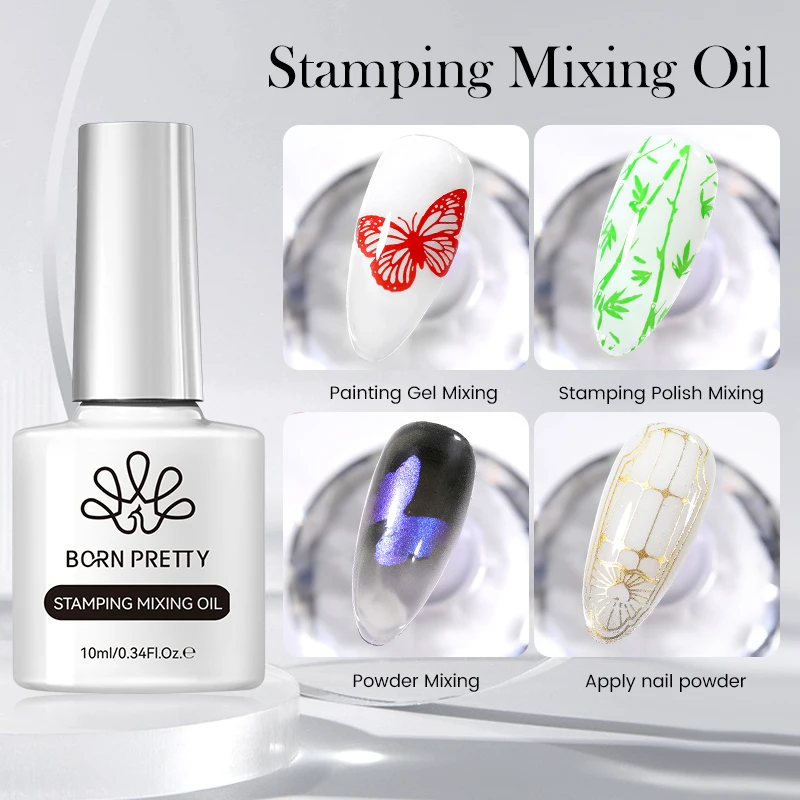 BORN PRETTY 10ml 스탬핑 믹싱 유화 젤 스탬핑 폴란드어 파우더 믹싱 및 네일 파우더 스탬핑 플레이트 적용