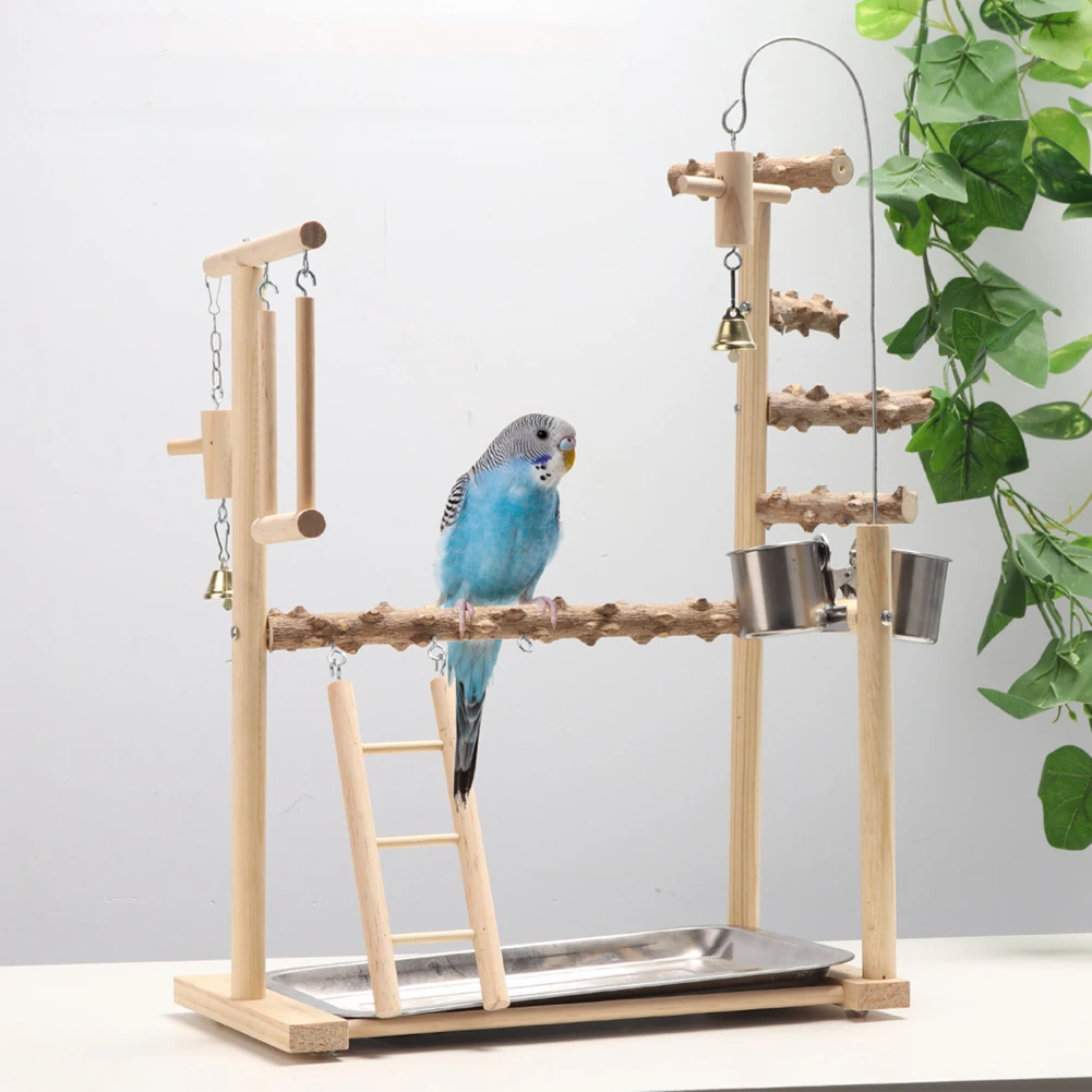 Birds Playground Parrots Wood Perch Stand Bird Perch Stand Natural Wooden Toy Indoor Bird Stands Exercise Activity Center