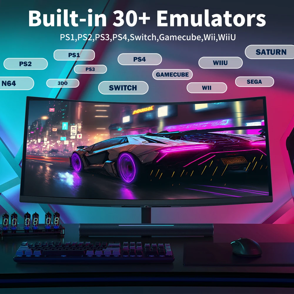 3TB Gaming HDD Playnite&Retrobat&Launchbox Retro Game Console with 17000+ Games for PS4/PS3/PS2/Wii/Wiiu/SS and WIN PC/Laptop