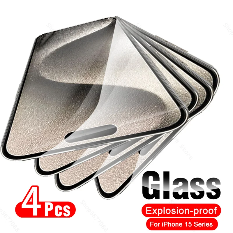 4 Pezzi Per Iphone 15 Pro Max Pellicola Protettiva In Vetro A Copertura Totale Per Apple Iphone 15 Plus 15Pro I Phone 15 Promax Screen Protector