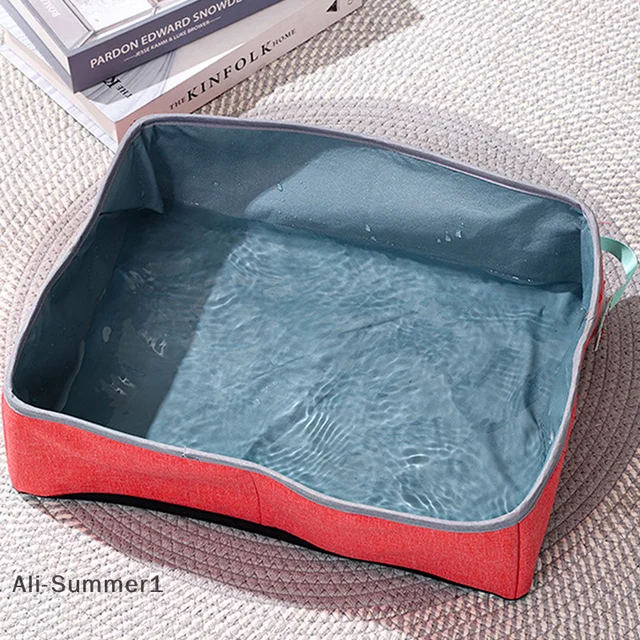 【E】Folding Cat Litter Box Portable Waterproof Oxford Cloth Cat Litter Box Cat Toilet Cleaning Basin Supplies Pet Toilet 2