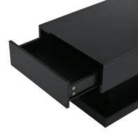 KOMHTOM Table basse noire avec 2 tiroirs et barre lumineuse LED table basse haute brillance 6