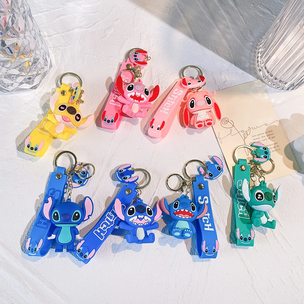 Fashion Kawaii Stitch Keychain Disney Silicon Key Chain Lilo