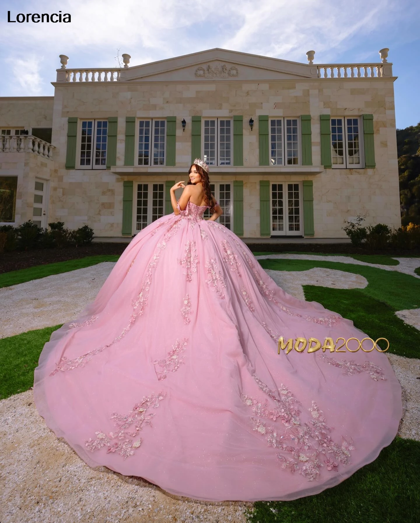 Lorencia Mexican Quinceanera Dress Ball Gown Shiny Lace Applique Beading Corset Sweet 16 Vestidos De 15 A&ntilde;os YQD899