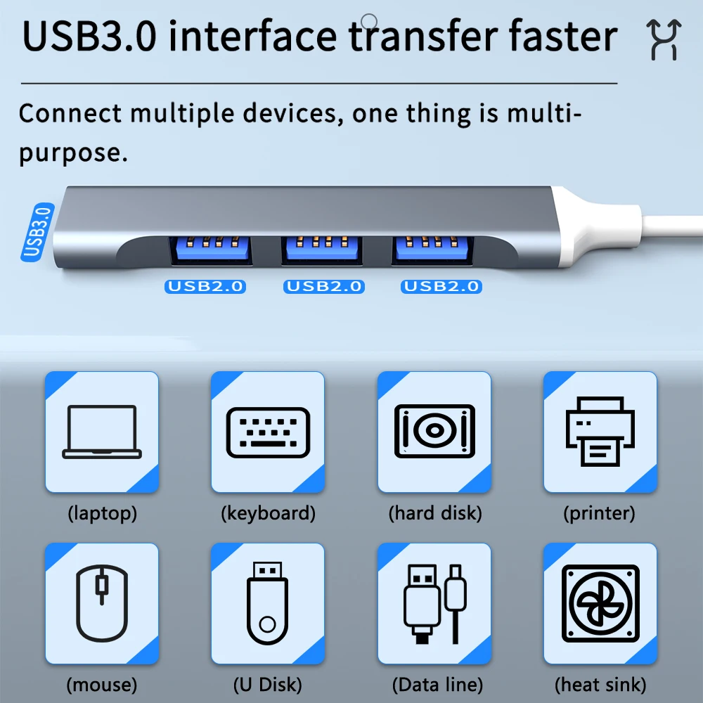 USB C HUB 3.0 Type C 3.1 3/4 Port Multi Splitter Adapter OTG USB Macbook Pro 13 15 Air M1 Pro HUAWEI nintendo PC Accessories
