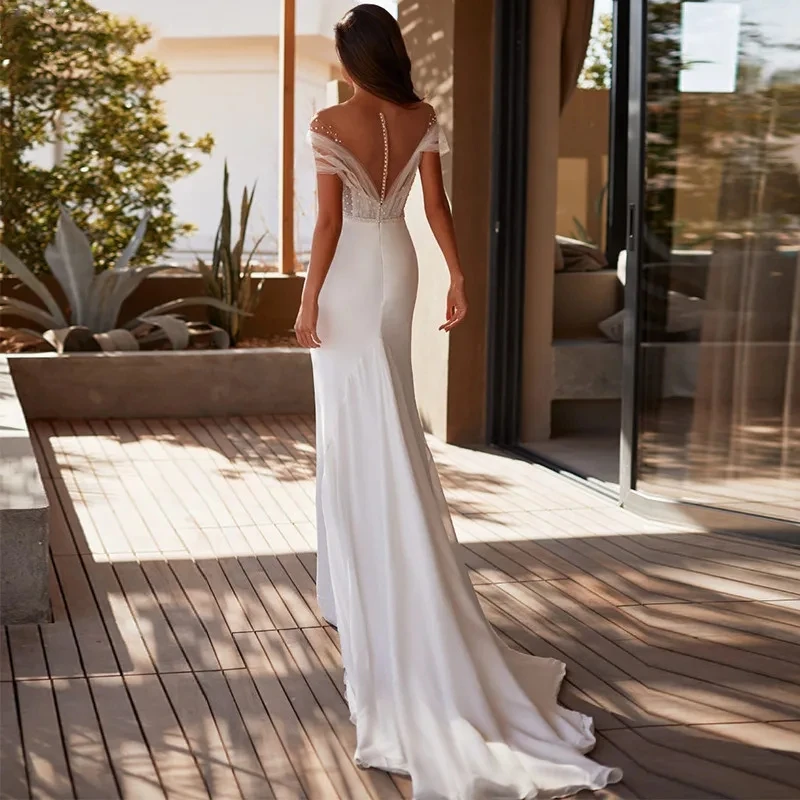 Simple Wedding Dresses 2025 Sweetheart Bridal Gowns Lace Appliques Sheath Mermaid Off The Shoulder Vestidos De Novia Customized 2