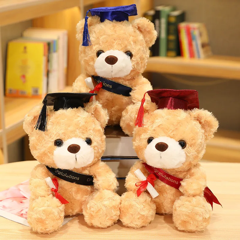 

23/28cm Lovely Doctor Hat Graduation Bear Toy Filled With Cotton Kawaii Teddy Bear Doll Graduation Gift For Children And Girls