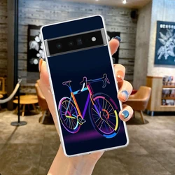 Clear TPU Phone Case with Mountain Bike Art Design - Pixel 4XL (B7)