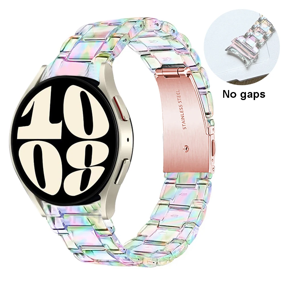 

No gaps correa for samsung galaxy watch 6 5 4 44mm 40mm 5 pro 45mm band clear rainbow strap watch 6 4 classic 47mm 43mm bracelet