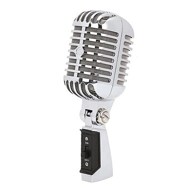 Wired White Classic Retro-Style Dynamic Vocal Microphone, Model