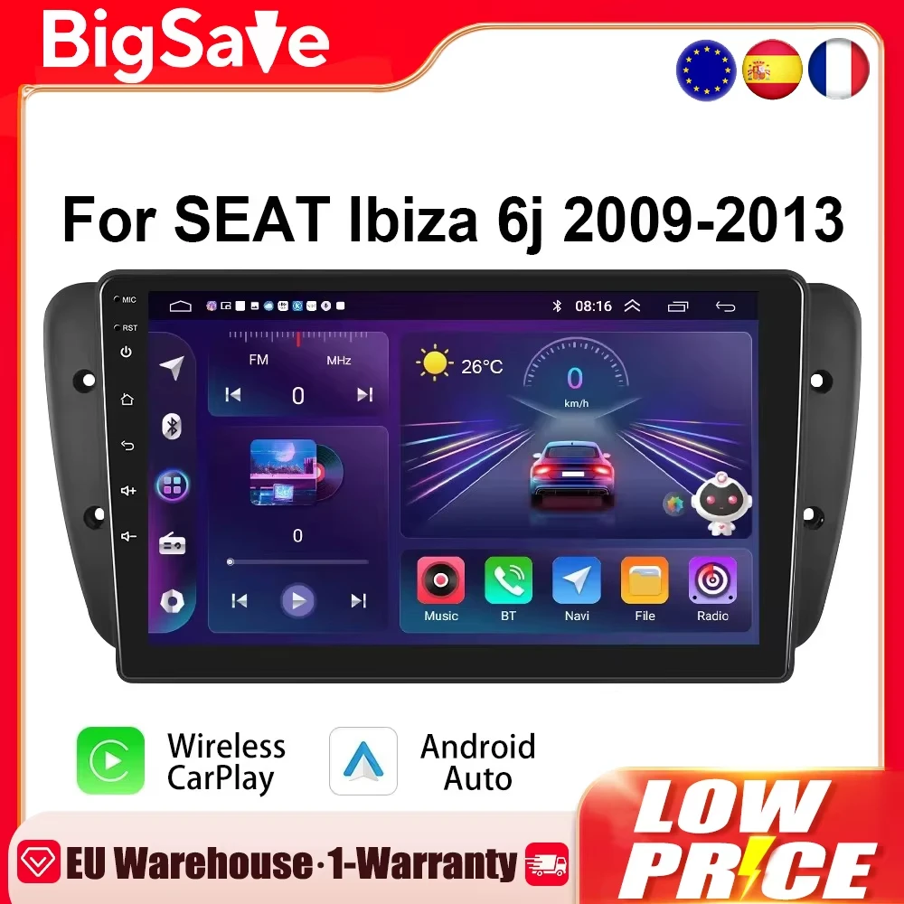 4G CarPlay Android Car Radio For SEAT Ibiza 6d 2009-2013 Multimedia Player HFI Stereo Receiver GPS Navi 2din Head Unit