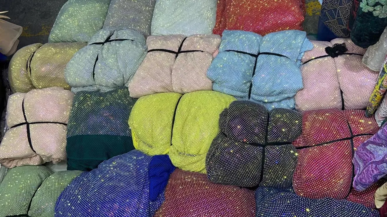 African Lace Fabric With Heavy Stones French Nigerian Fabric For Wedding Dress Sewing 3kg For 5Yards