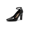 Patent Leather High Heel Women Mary Jane Shoes Fashion Square Toe Buckle Shoes Spring Autumn Ladies Elegant Party Dress Shoes 6