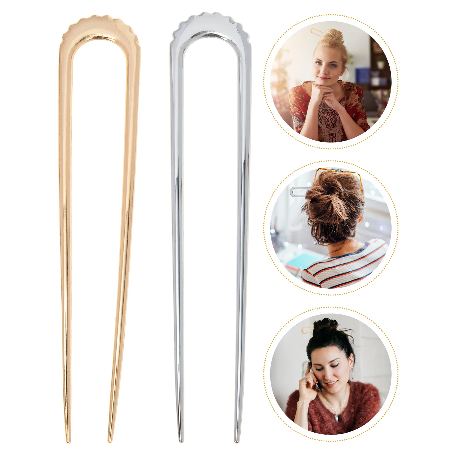

4 Pcs Chinese Hair Accessories Womens Barrettes for U-shaped Hairpin Fork French Clips Alloy Miss