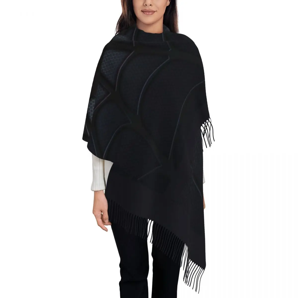 

Lady Large Spider Web Scarves Women Winter Thick Warm Tassel Shawl Wrap Red Scarf