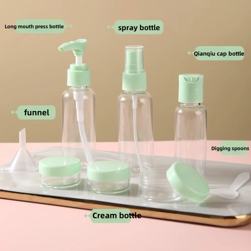Travel Toiletry Bottle Set - 7-Piece Refillable Leakproof Lightweight Containers for Camping and Gym Essentials