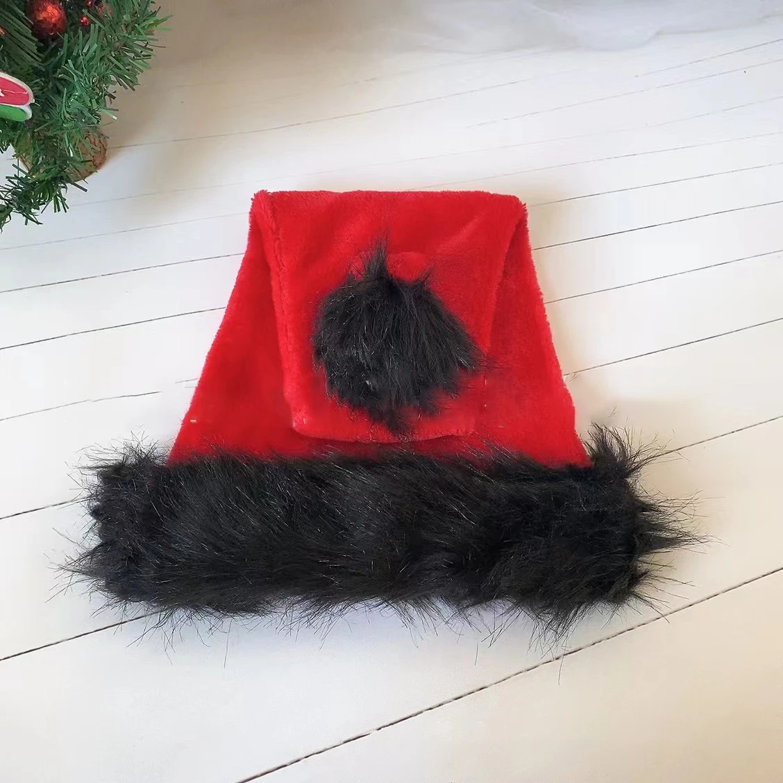 Red Black Color Matching Plush Hat 75cm Christmas Hat Xmas Cap Children Adult Plush Santa Claus Party Decoratio christmas beanie hat