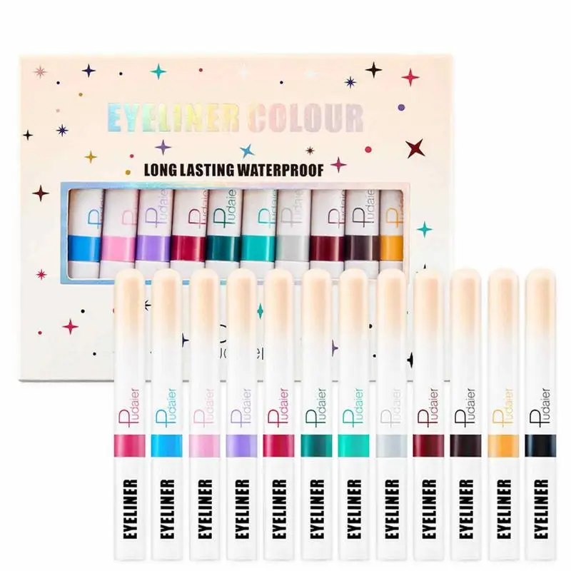 

Colored Liquid Eyeliner 12 Colors Waterproof High Pigmented Neon Eye Liner Pen Set Waterproof High Pigmented Long Lasting