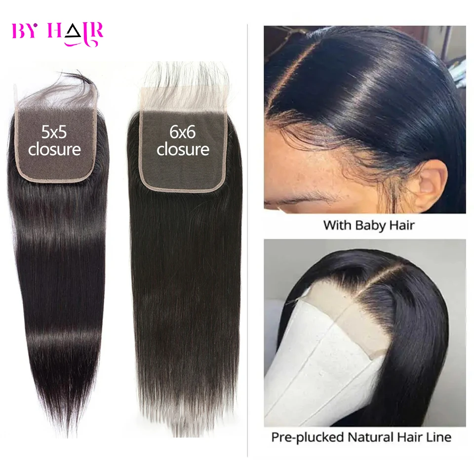 Straight 2x6 4x4 5x5 6x6 Lace Closure Human Hair Transparent Lace 13x4 Lace Frontal Human Hair Ear to Ear Frontal Extensions 5