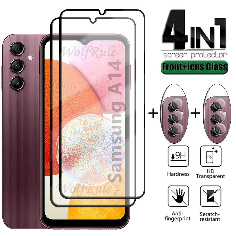 4-In-1 Per Samsung Galaxy A14 5G Vetro Per Samsung A14 5G A04 A04E A23 A04S A13 Protezione Dello Schermo Per Samsung A14 5G Lente Di Vetro