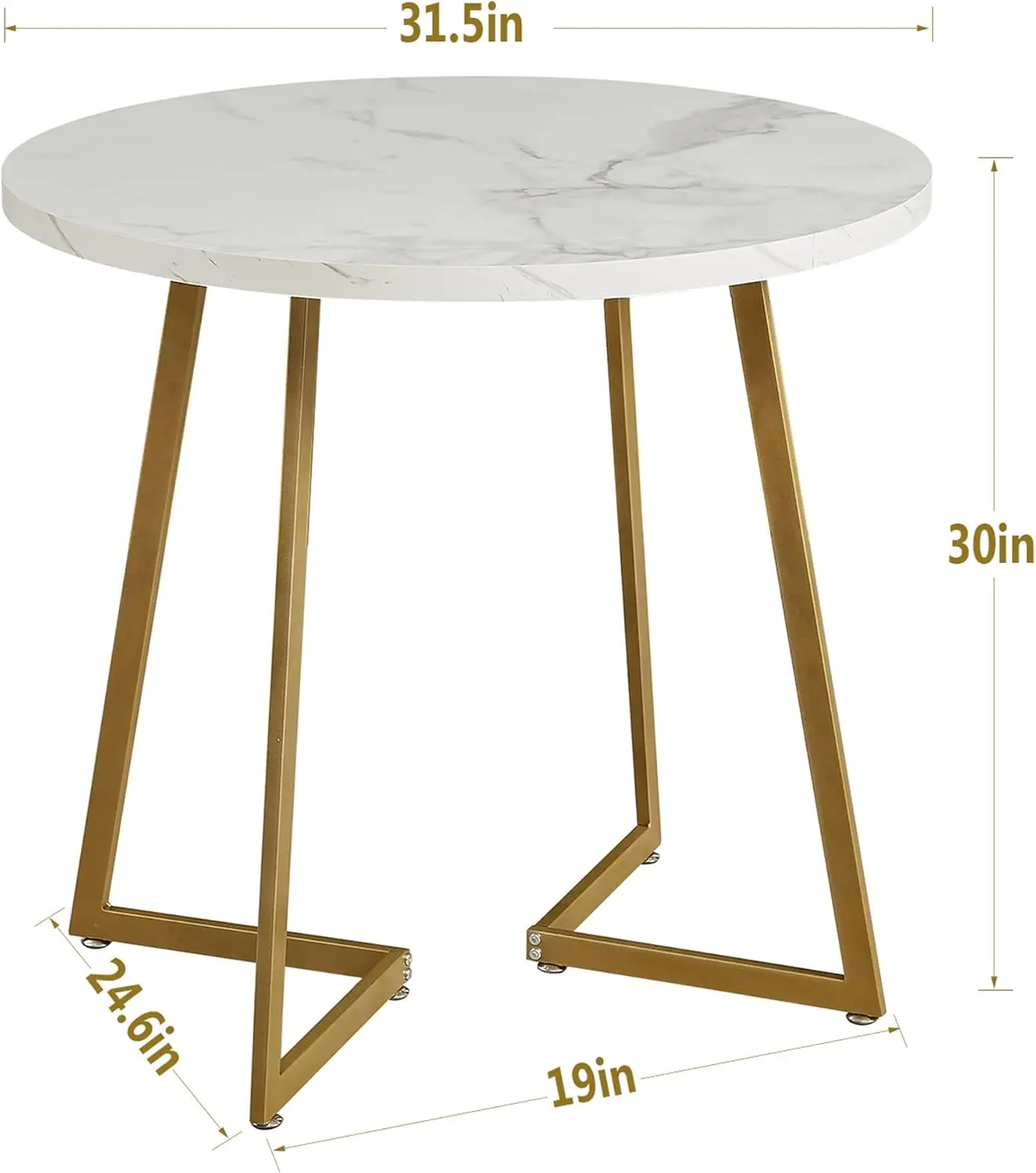 Round Dining Room Table with Wood Grain Tabletop and Steel Frame, for Kitchen, Living Room, Office, Conference, 2 to 4 Person 3