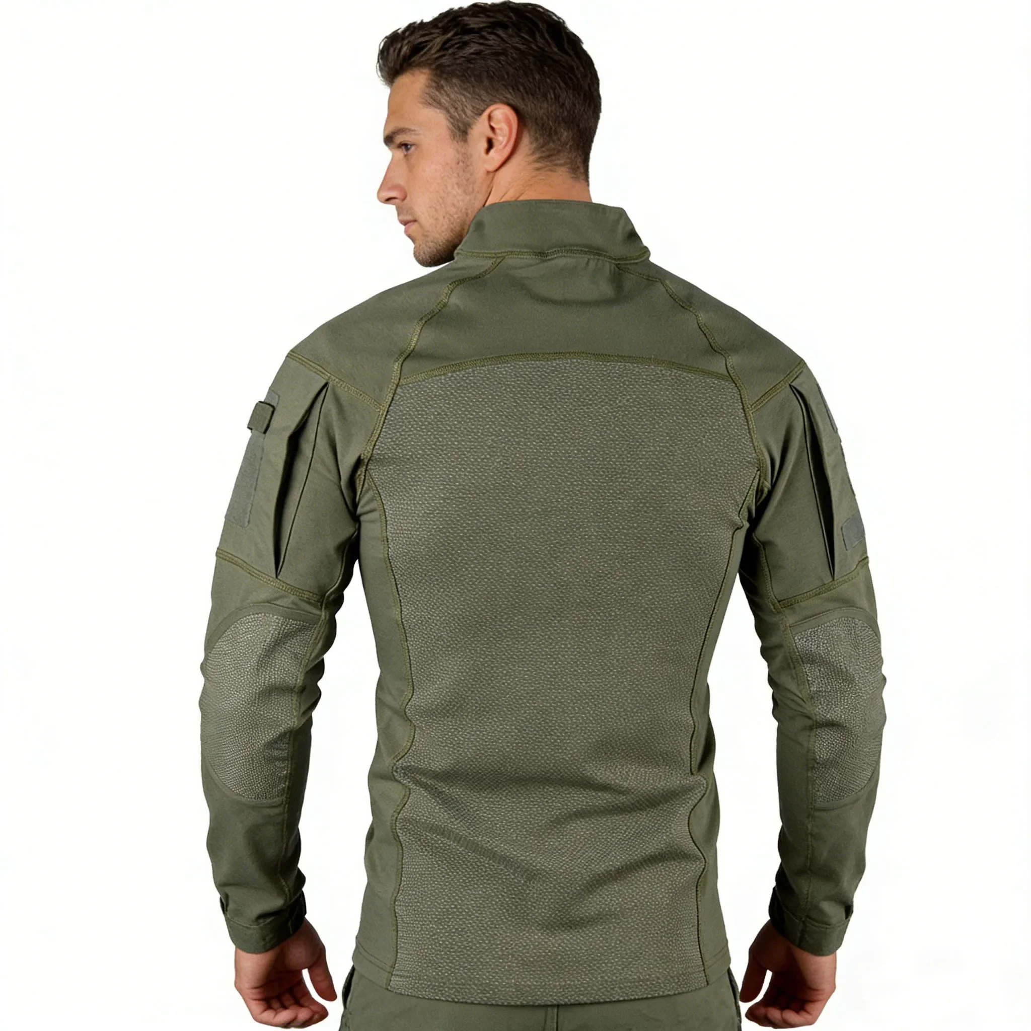 Men's Army Green Long Sleeve Tactical Cotton Breathable Training Shirt