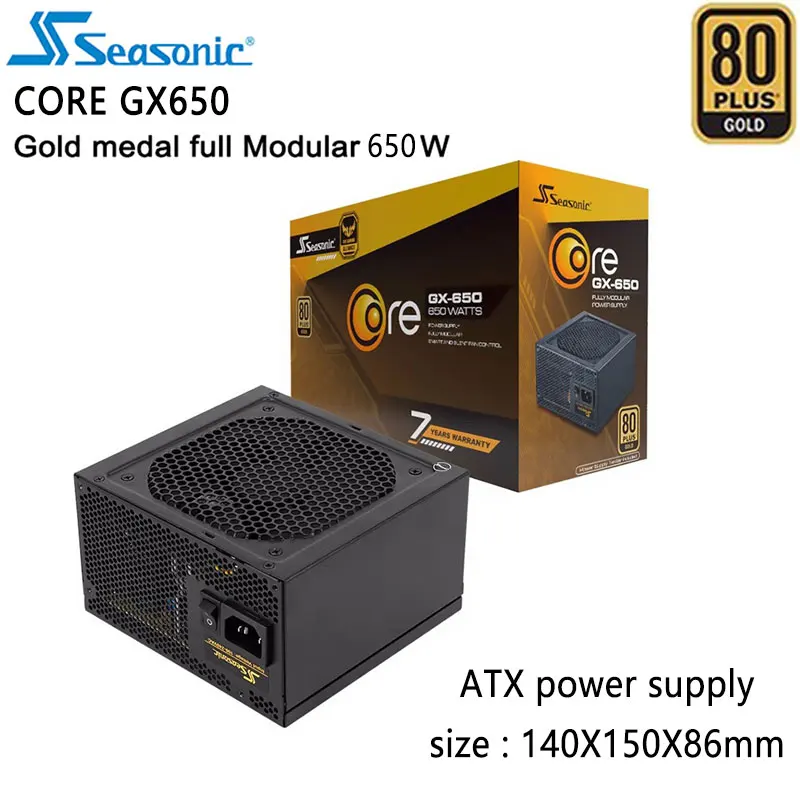 

Блок питания Seasonic CORE GX650 ATX, 650 Вт, золотой медаль 80PLUS, 14 см, интеллектуальный вентилятор контроля температуры, источник питания