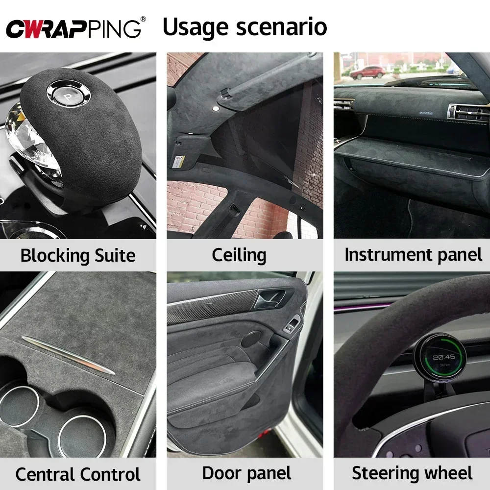 Adesivi per la modifica degli interni dell'auto Tessuto scamosciato di alta qualità Vinile Pellicola autoadesiva per auto Banco di lavoro del pannello della porta per la modifica dell'auto - Image 5