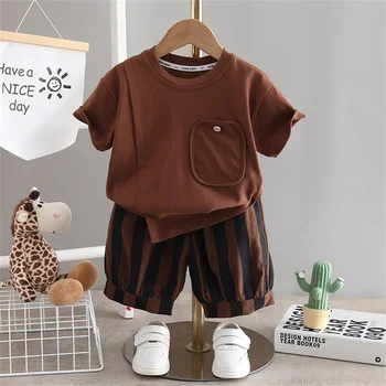 Estate Del Bambino Del Bambino Appena Nato Del Ragazzo Copre Gli Insiemi Casual T-shirt + Pantaloni 2 Pezzi Bambini Abiti Infantile 1st Compleanno Set Abbigliamento Per Bambini 1
