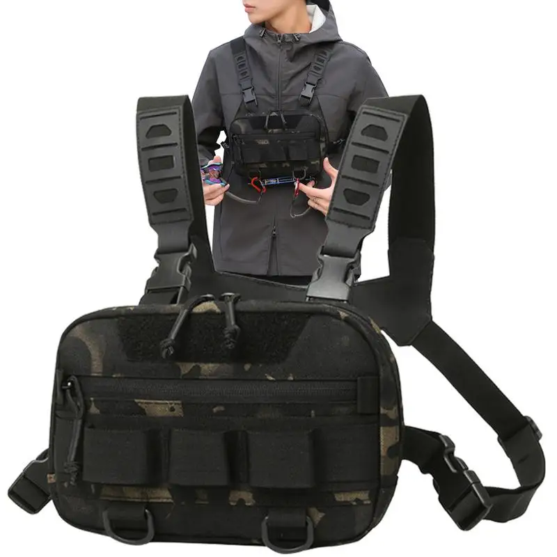 

Нагрудная сумка для рыбалки нахлыстом, большая нагрудная сумка из ткани Оксфорд с открытой спиной, многофункциональная нагрудная сумка для мужчин и мальчиков