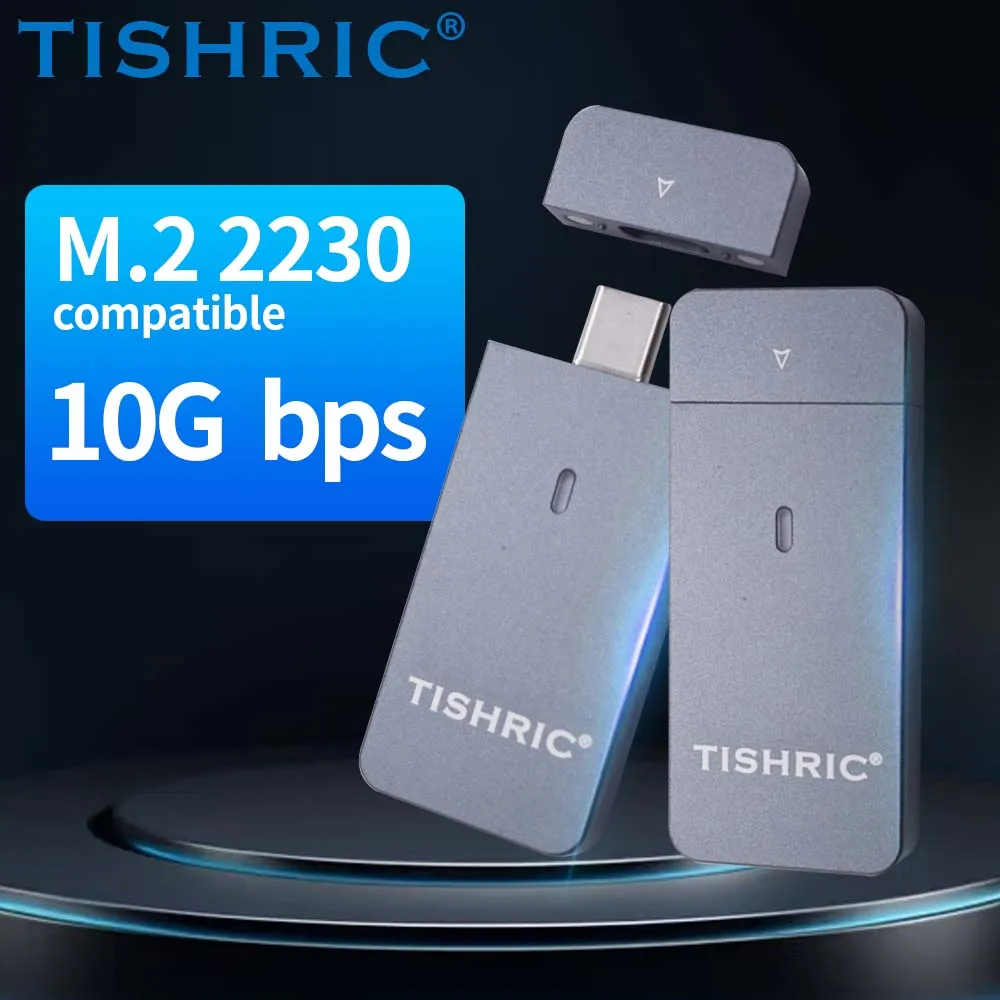 TISHRIC 10Gbps SSD 2230 NVME M2 Enclosure Aluminum Alloy Type C/USB 3.0 M-key M.2 NVME External Case JMS583 For 2230 Hard Disk