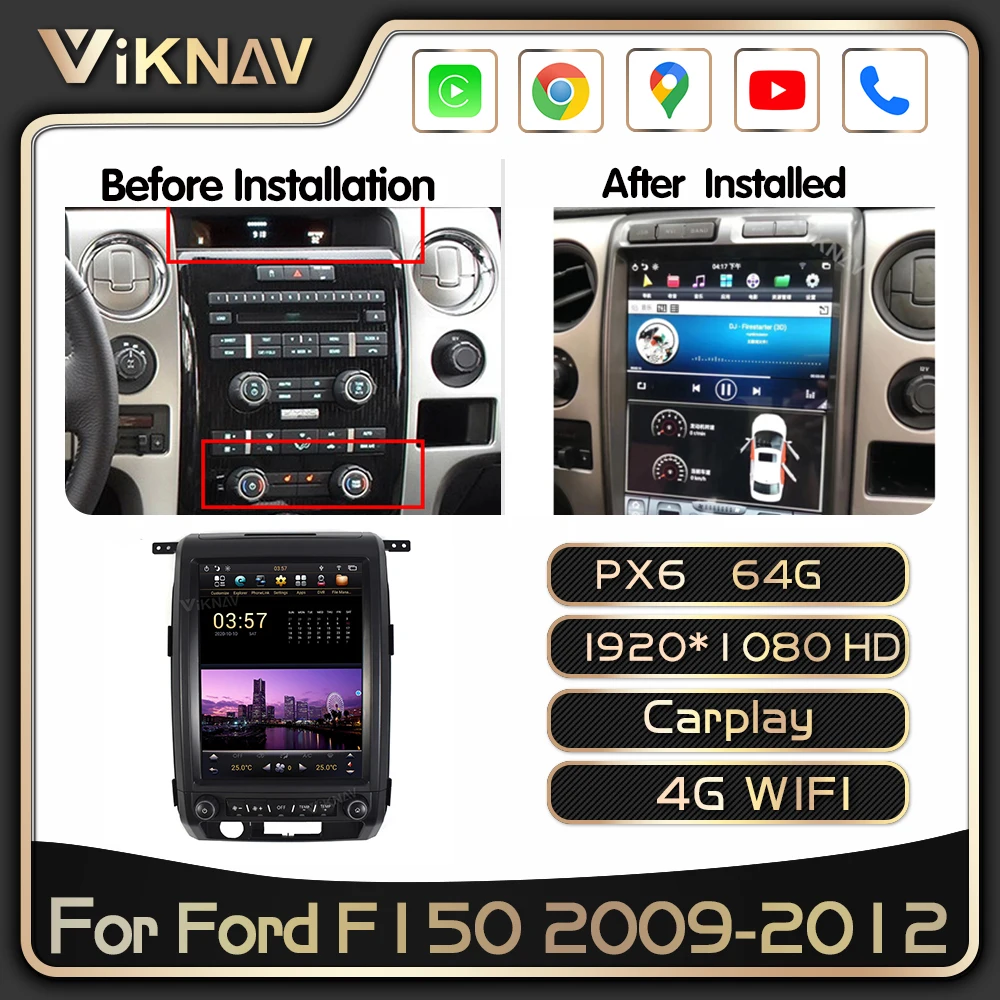 

12.1inch PX6 Android Car Radio For Ford F150 2009- 2012 Car Stereo Bluetooth Player Stereo Receiver DVD Carplay DSP