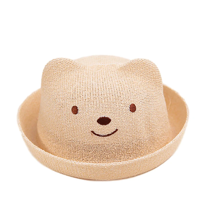 Summer Baby Straw Hat for Girls Boys Cartoon Animal Bucket Hat Breathable Sun Hats