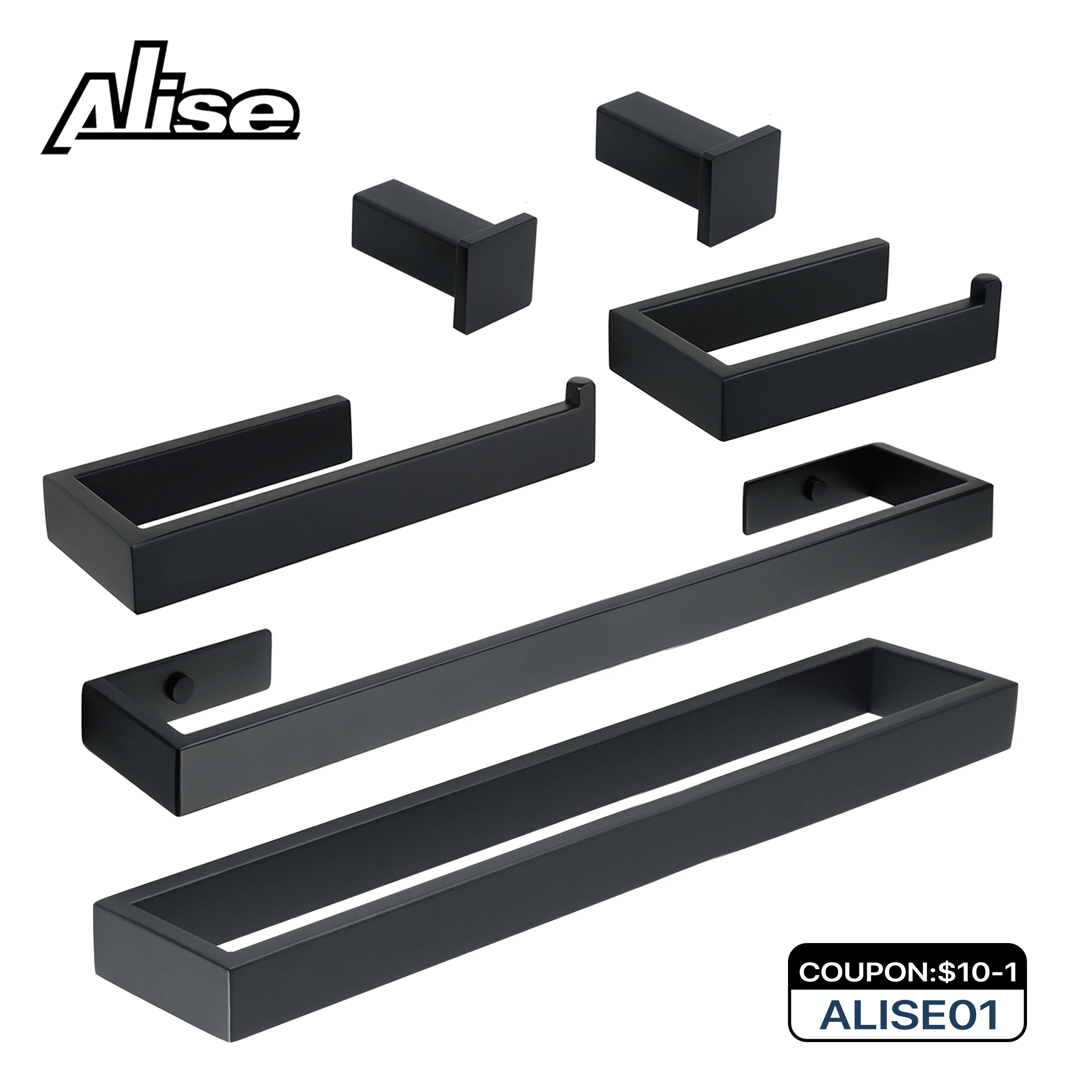 Bathroom Accessories Set Matt Black Wall Mounted Toilet Roll Paper