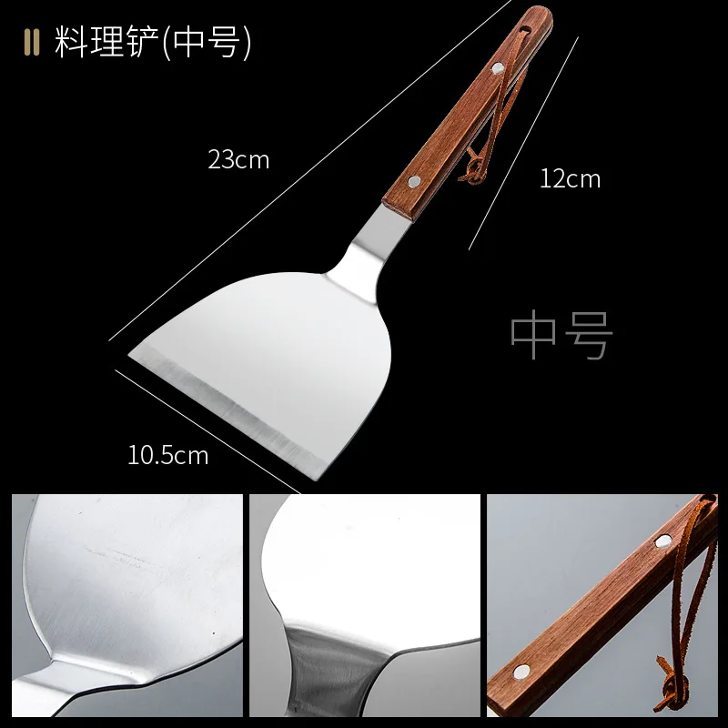 China Factory Promotion Kitchen Cooking Utensils Barbecue Turners Griddle Grilling Spatula with Wood Handle