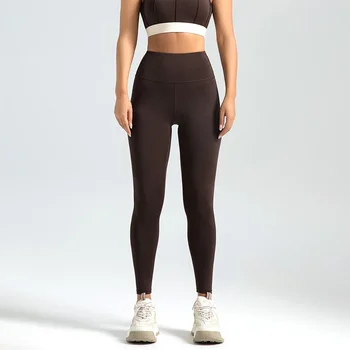 Women's Nine-point Trousers Leggings High-waisted Solid Color Yoga Sports Pants High-stretch Leggings Running Fitness Pants 3XL 1