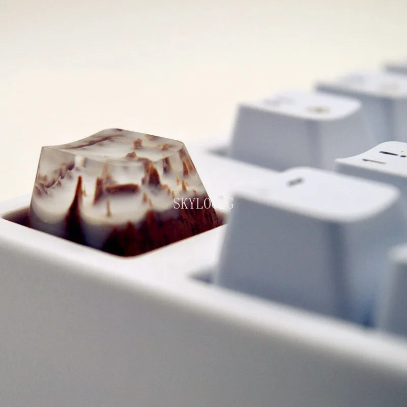 Nova Artesanal Backlight Resina Keycaps para Cherry mx Interruptor Teclado Mecânico Oem r4 Luminosa Neve Montanha Selva Bonés de Madeira Chave - Imagem 2