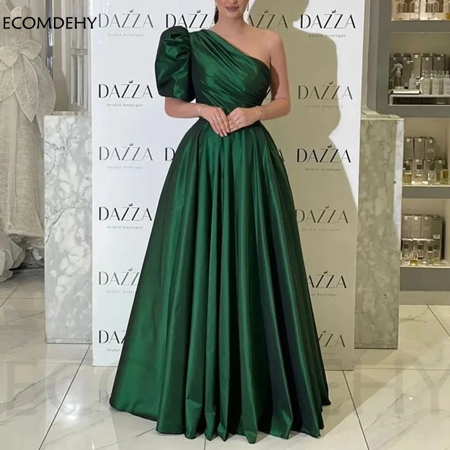

New Arrival Satin Green One Shoulder Formal dresses for women 2023 Backless Sexy Dubai Evening gown Robe de soiree