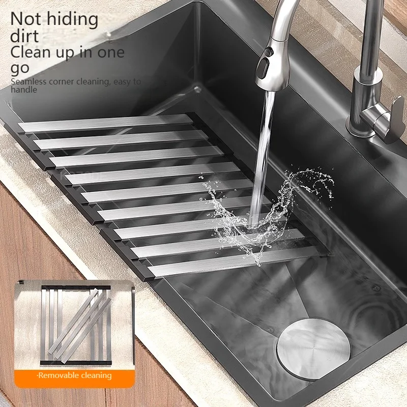 Foldable Draining Rack 304 Stainless Steel Kitchen Sink Portable Dish Drain Rack  Fruit And Vegetable Dishes Filter Shelf 3