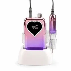 Hot Sale OEM Professional Heart Shape HD Display 35000rpm Electric Rechargeable Cordless Nail Drill Machine Portable Manicure 4