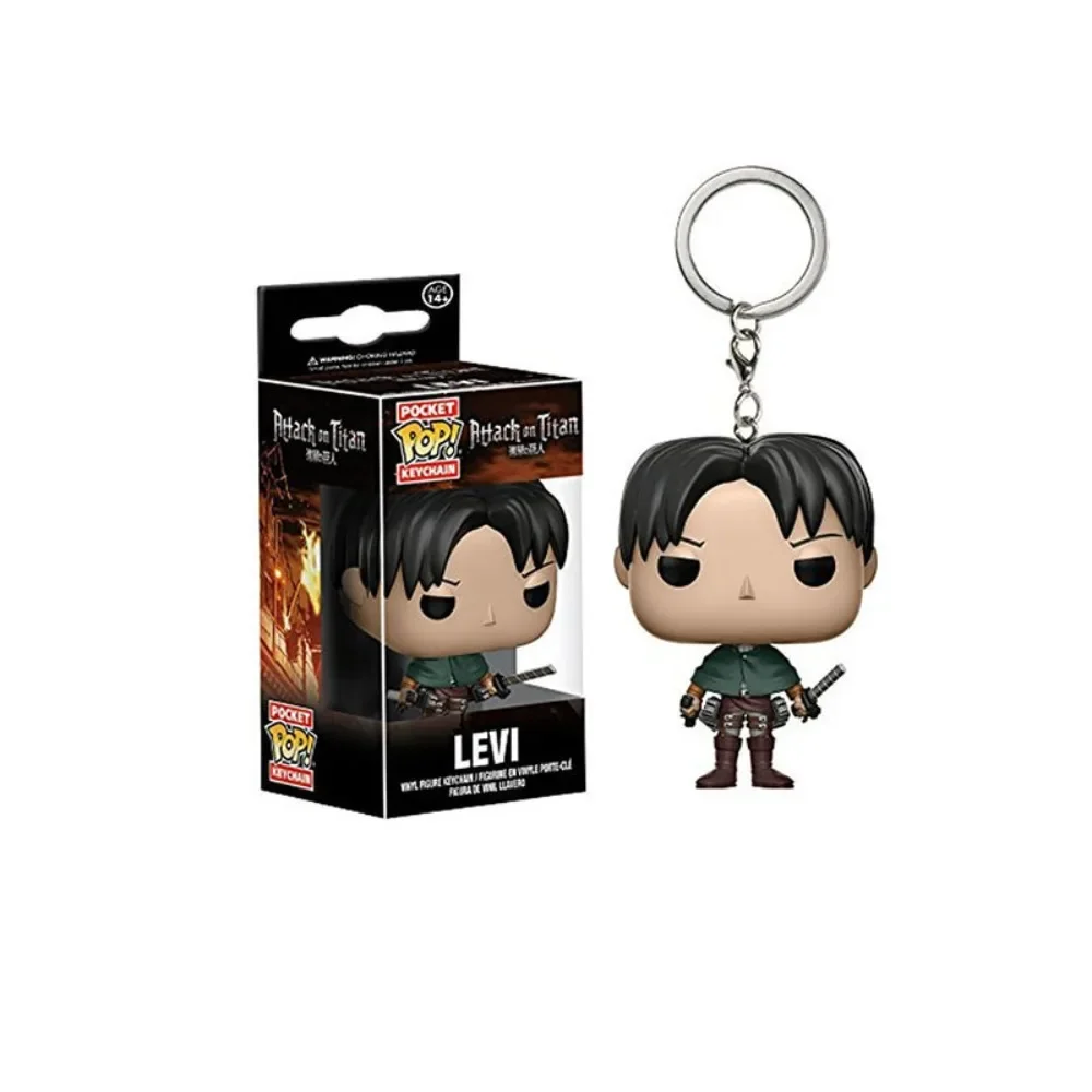 FUNKO POP Keychain Attack on Titan Highly Popular Characters Levi Ackerman Anime Peripherals Toys Pendant Keychains Kids Gifts 2