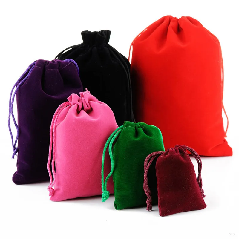 Velvet Pouches Drawstrings Soft mixed color Jewelry Gift Packing Bags 5x7cm 7x9cm 9x12cm 10pcs lot 5x7cm 7x9cm 9x12cm velvet bag drawstring pouch   red calabash jewelry packing bags wedding christmas gift bag