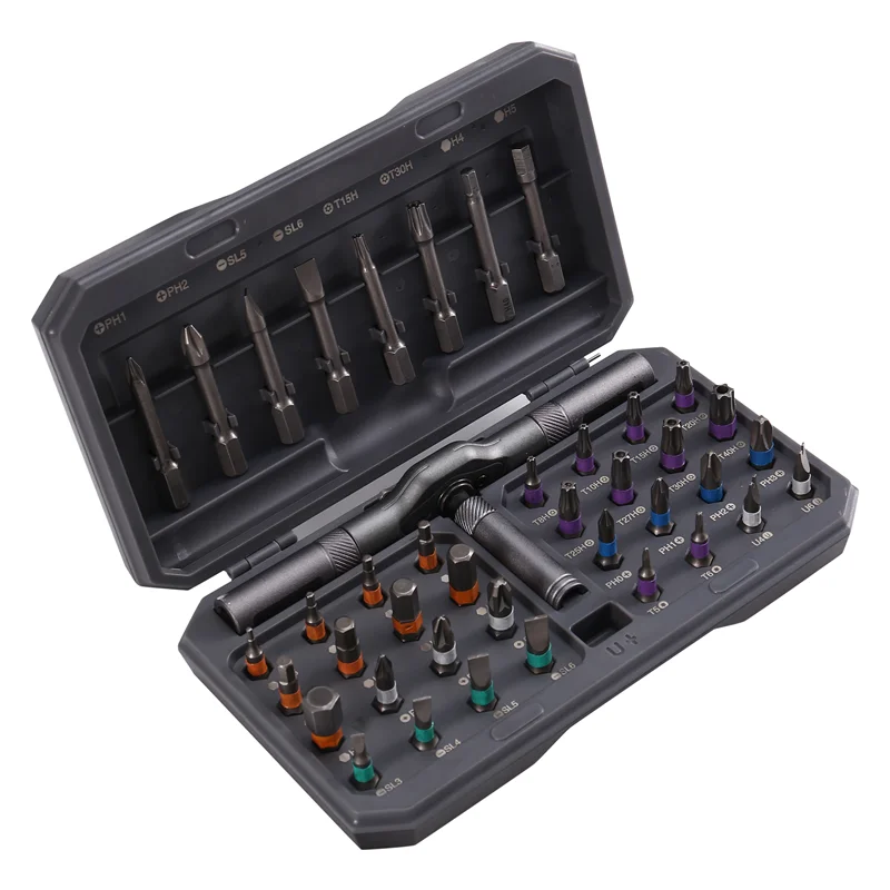AT43-Precision-Bit Magnetic Ratchet Screwdriver Set(42PCS), Non-Slip Handle, Repair Tool Kit For Electronics& Car Maintenance