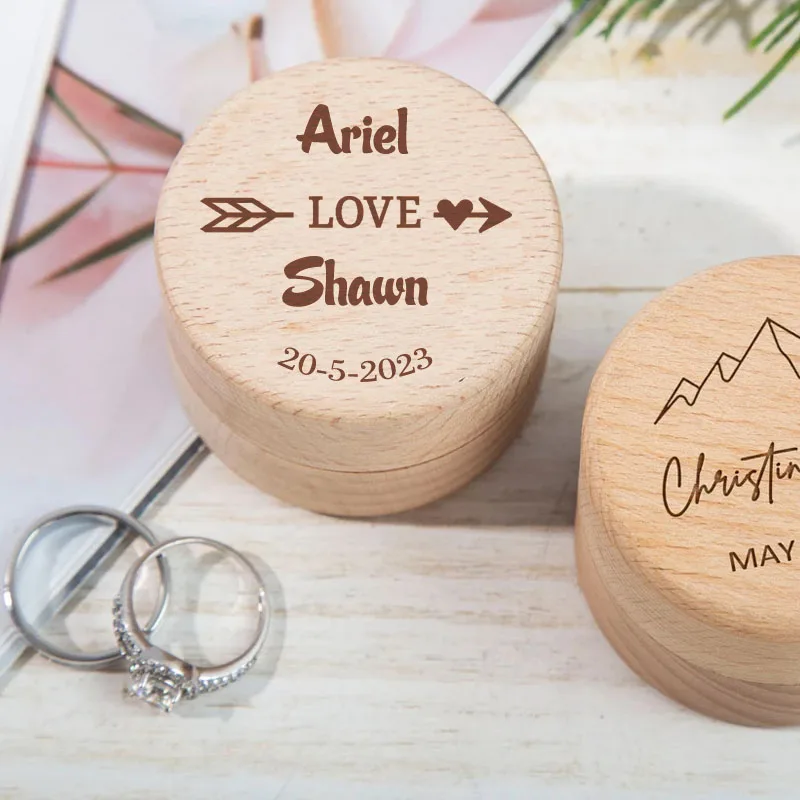 

Engagement Ring Box Personalized Wooden Ring Box for Wedding Custom Name Proposal Engraved Ring Bearer Anniversary Gifts for Her