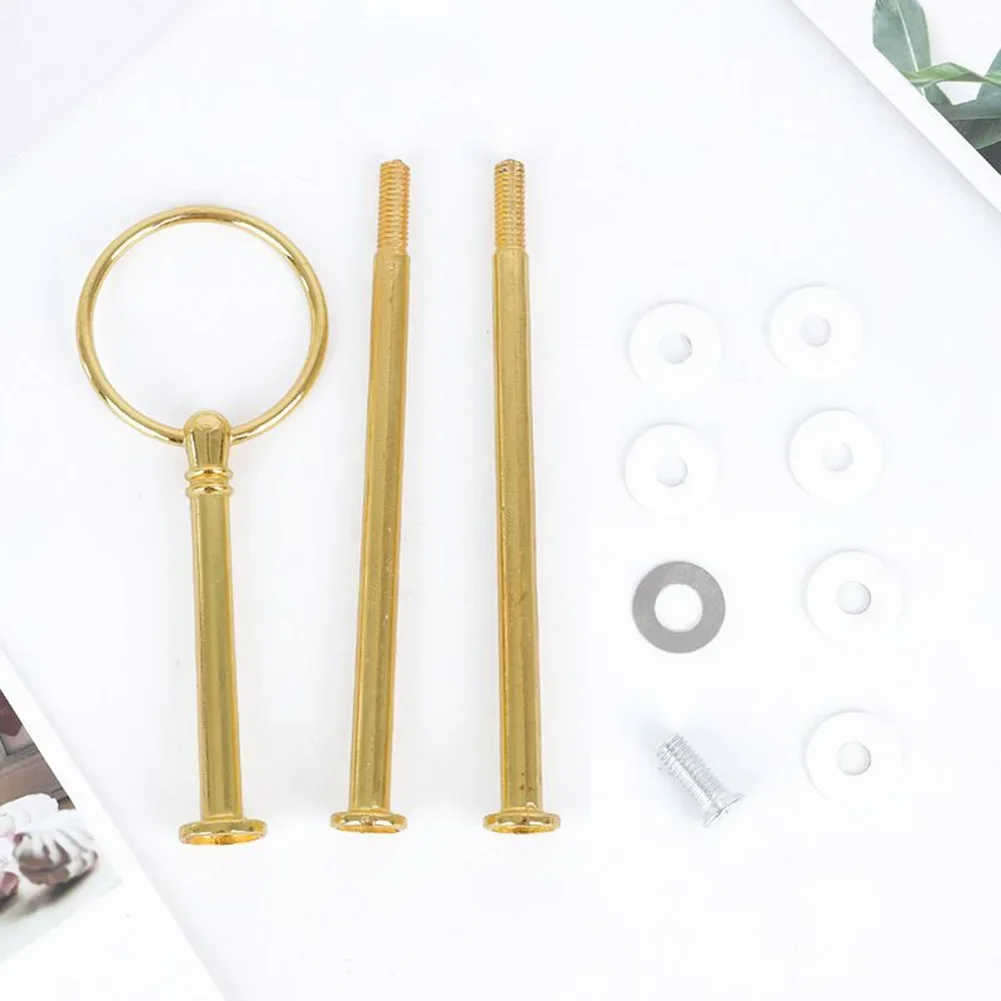 Stylish Practical Cake Cupcake Plate Stand Fitting Handle Rod Enjoy Perfect Cake Display Gold or Silver cake stand