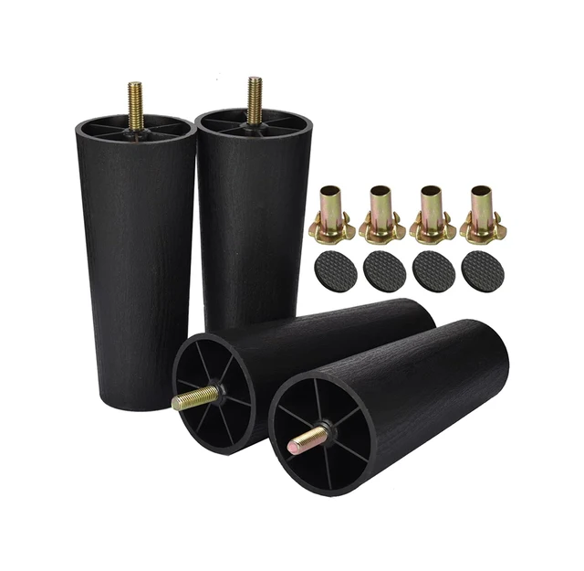 Pieds de Meubles en Plastique, 4 Pièces, Rond Conique Moderne de Remplacement avec Filetage M8 ( 7.8mm) pour Canapé, Meuble TV, Armoire 1
