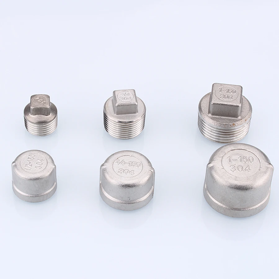 Pipe Fitting Water Pipe Fitting Hose Pipe Fitting Pipe Plug 304 Stainless Steel Square Head Plug 1/8" 1/4" 3/8" 1/2 3/4 1"-2" Female/Male Thread Hexagon Plug / Cap