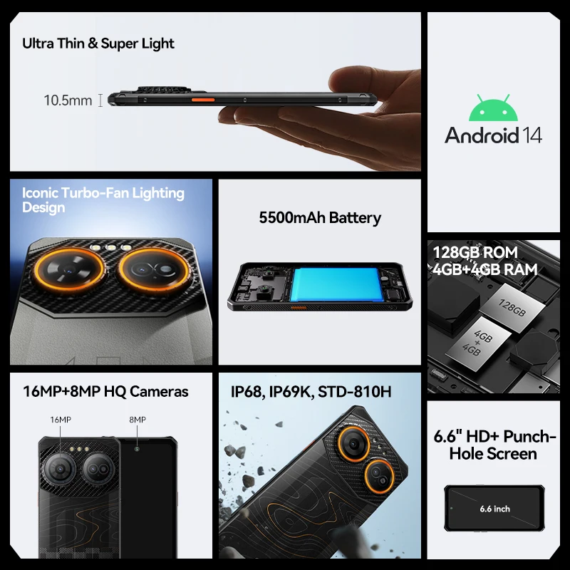 IIIF150 Air3S Rugged Machine 16GB(4+12) 128GB 16MP Camera 5500mAh Android 14 Ultra-Thin Rugged Global Version 2